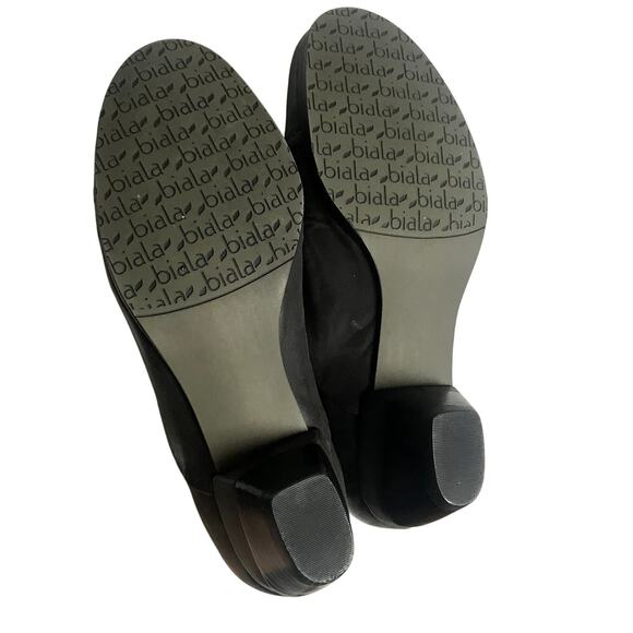 Biala Women's 38M Dark Gray Leather Lace Up Block Heeled Shoes with Pleat - Picture 7 of 10